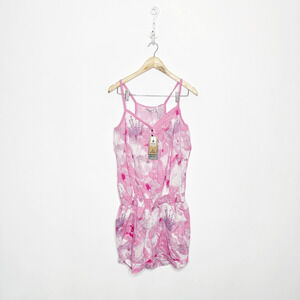 PRANA SYLVIA ROMPER Dahlia Pink Tie Dye organic cotton womens M MEDIUM NWT